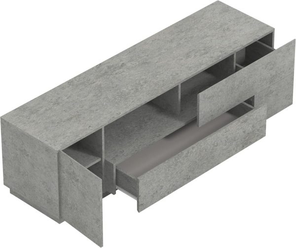 Grey 1 Door TV Media Unit with Drawers Shelves storage stunning unusual design - Image 4