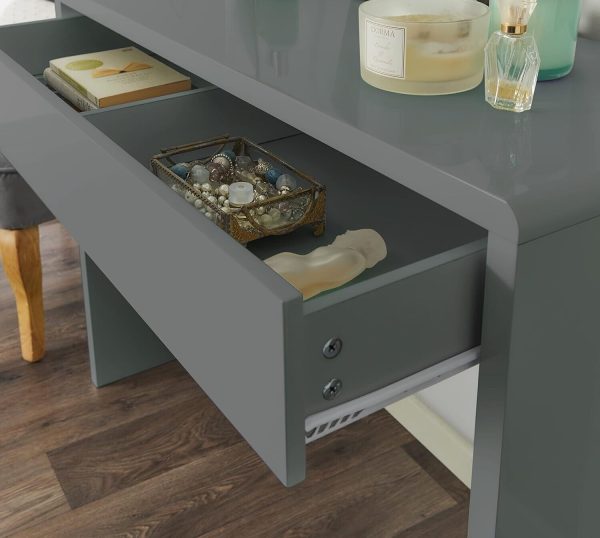 Grey Gloss Bedroom Dressing Table Desk Hallway Console Stylish Assembled COLLECT - Image 4