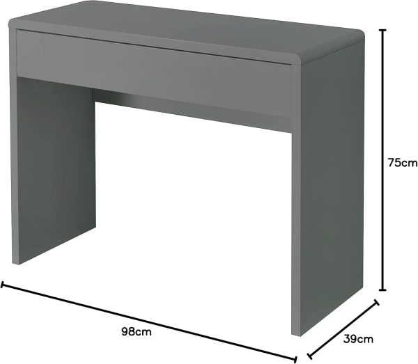 Grey Gloss Bedroom Dressing Table Desk Hallway Console Stylish Assembled COLLECT - Image 5
