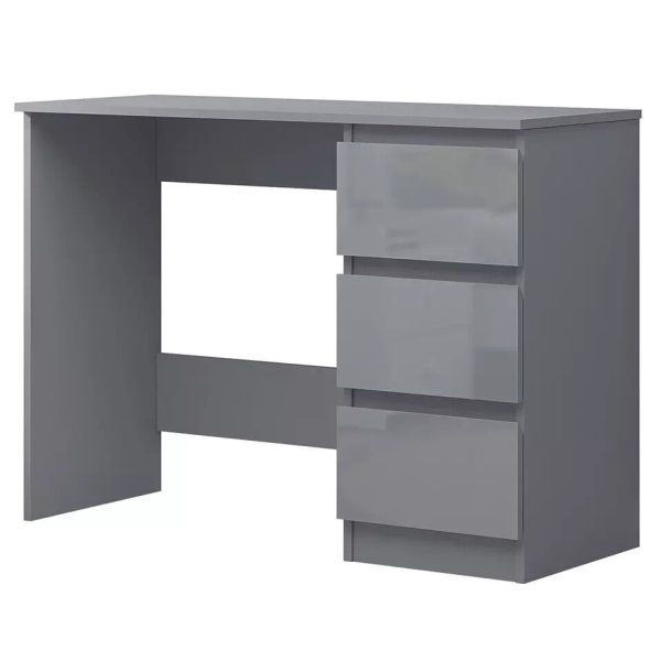Grey Gloss Dressing Table 3 Drawers with Matt Frame Home Office Desk - Image 4