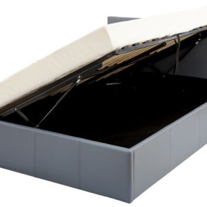 Grey Side Lift 5ft King Ottoman faux leather gas lift up storage bed