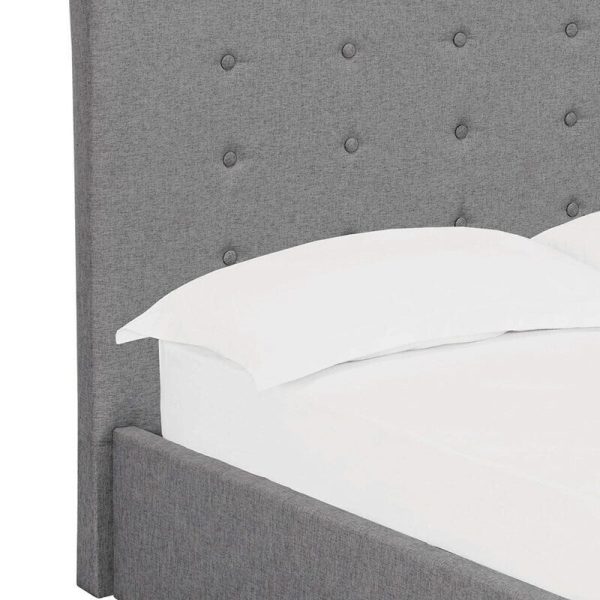 LUCCA FABRIC BED FRAME BUTTONED HEADBOARD DESIGN 4FT6 DOUBLE GREY - Image 3