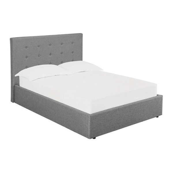 LUCCA FABRIC BED FRAME BUTTONED HEADBOARD DESIGN 4FT6 DOUBLE GREY