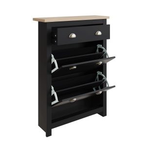 Lancaster 2 Door 1 Drawer Shoe Storage Cabinet Storage Black