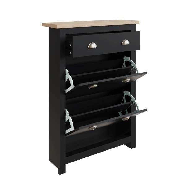 Lancaster 2 Door 1 Drawer Shoe Storage Cabinet Storage Black