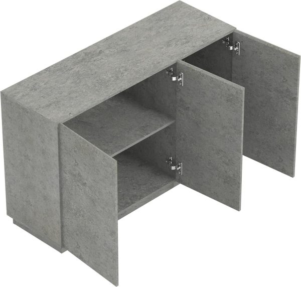 Large 3 Door Sideboard Storage Unit grey 75x118x40cm Easy Assembly Great Value - Image 5