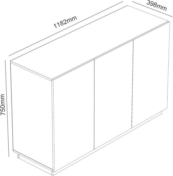 Large 3 Door Sideboard Storage Unit grey 75x118x40cm Easy Assembly Great Value - Image 7