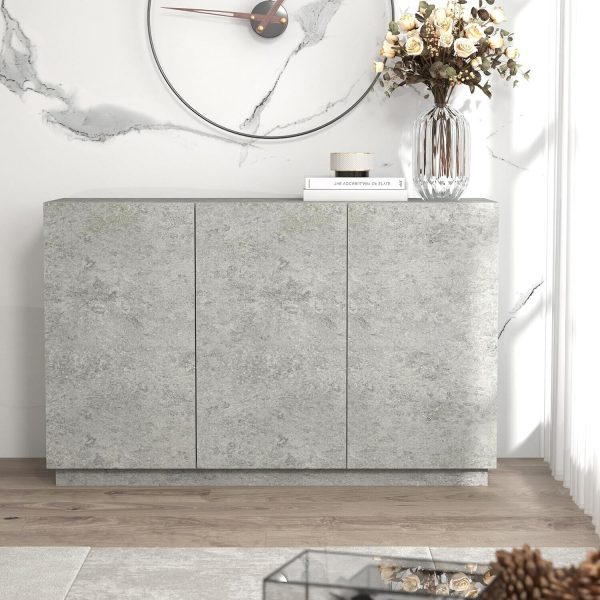 Large 3 Door Sideboard Storage Unit grey 75x118x40cm Easy Assembly Great Value