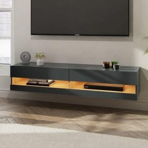 Leon 120cm Wall TV Media Entertainment Unit with LED  Anthracite