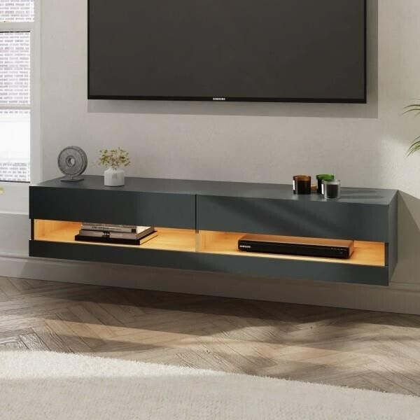 Leon 120cm Wall TV Media Entertainment Unit with LED  Anthracite