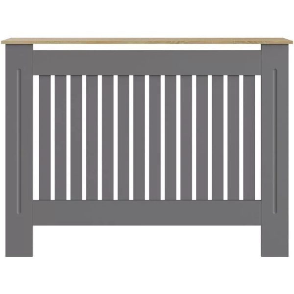 Longslow Medium Grey Radiator Cover Slatted Wood Design Top Shelf Storage - Image 8