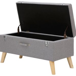 MINSTREL UPHOLSTERED OTTOMAN BOX STORAGE BENCH BLANKET STOOL LIGHT GREY