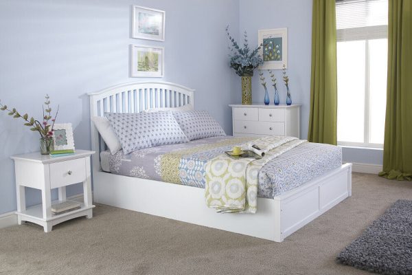 Madrid 4ft 6 White Wooden Double Ottoman Gas Lift up Storage Bed Shaker Graded - Image 4