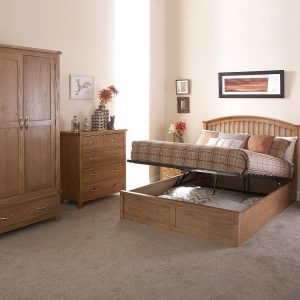 Madrid 5ft King Size Wood Ottoman Lift up Bed Shaker Style Storage Bed in Oak