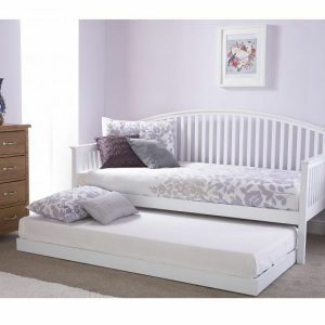 Madrid White Wooden Single Daybed with Trundle