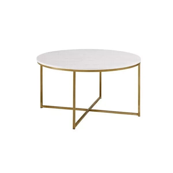 Marble Round Coffee Table Gold Legs