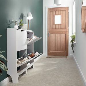 NARROW 4 DRAWER SHOE CABINET WHITE