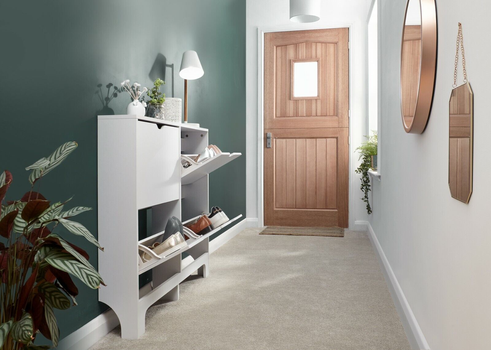 NARROW 4 DRAWER SHOE CABINET WHITE