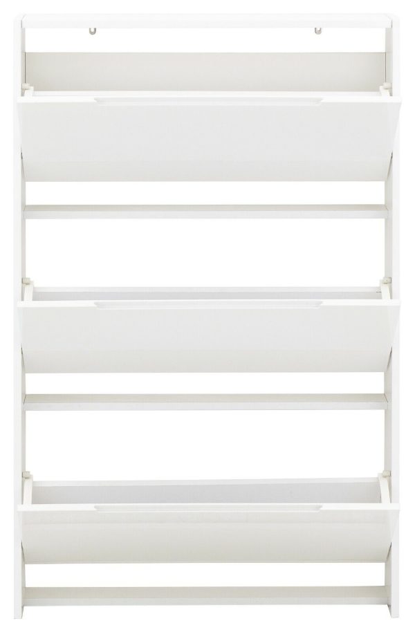 NARROW HIGH GLOSS 3 TIER SHOE CABINET WHITE - Image 7