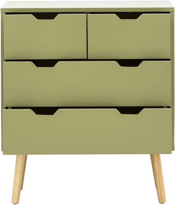 Nyborg 2 + 2 Drawer Chest of Drawers Scandinavian Style Bedroom Dark Boa Green - Image 3