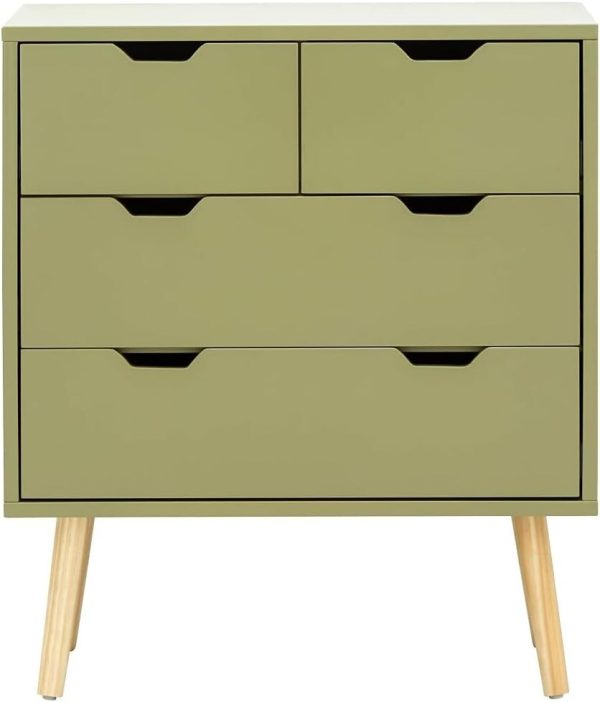 Nyborg 2 + 2 Drawer Chest of Drawers Scandinavian Style Bedroom Dark Boa Green - Image 4