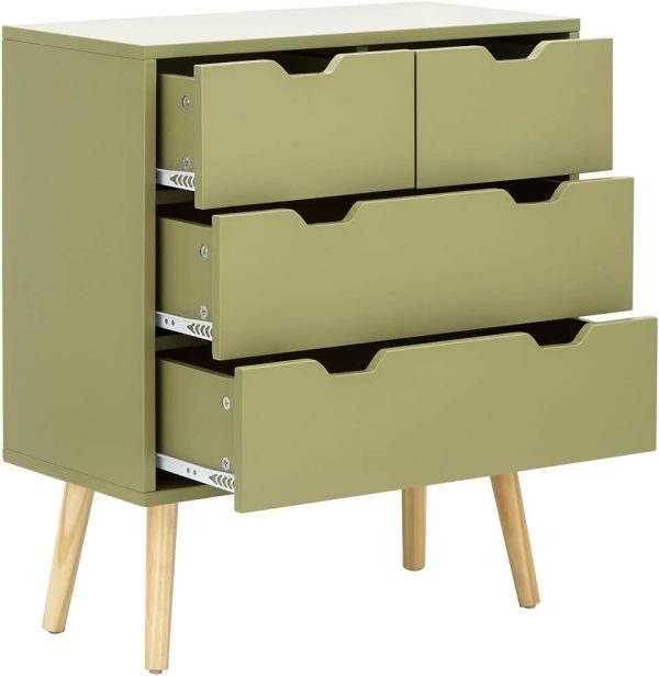 Nyborg 2 + 2 Drawer Chest of Drawers Scandinavian Style Bedroom Dark Boa Green - Image 5