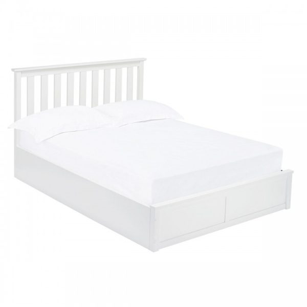 Oxford 5ft White Wooden King Ottoman Gas Lift up Storage Bed Shaker style - Image 3
