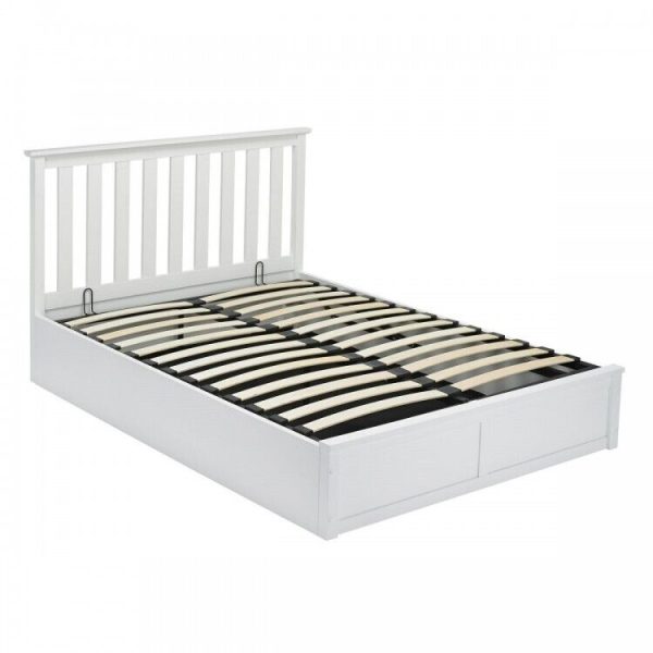 Oxford 5ft White Wooden King Ottoman Gas Lift up Storage Bed Shaker style - Image 4