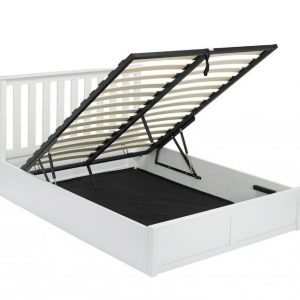 Oxford 5ft White Wooden King Ottoman Gas Lift up Storage Bed Shaker style