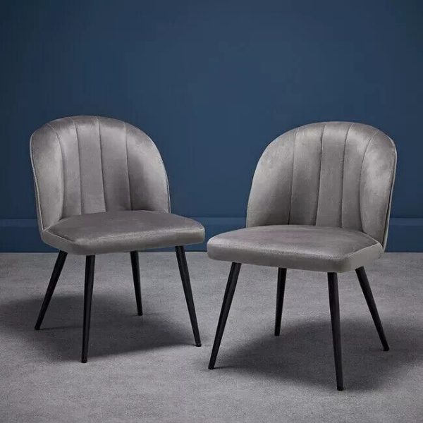 Pair of Orla chair Bedroom Lounge Dining Occasional chairs Grey