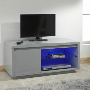 Polar Grey High Gloss TV Entertainment Unit with Blue LED lights
