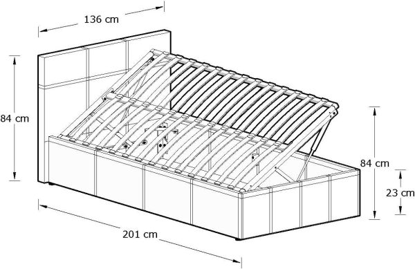 Side Lift Ottoman Storage Bed 120cm Small Double Natural Left Or Right Opening - Image 7