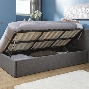 Side Lift up 3ft Ottoman bed Single fabric storage bed Silver