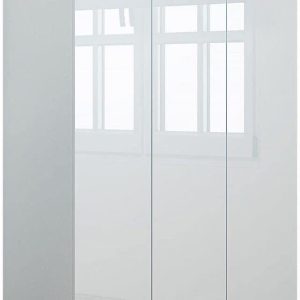 Stora 120cm Modern Bedroom 3 Door Wardrobe with Storage Shelves White Gloss