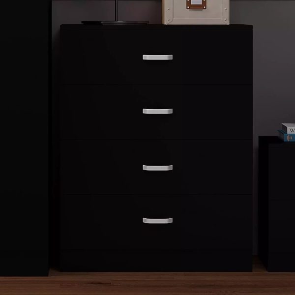 Tunis 4 Drawer Chest Of Drawers with Metal T-Bar Handles Matt Black - Image 3