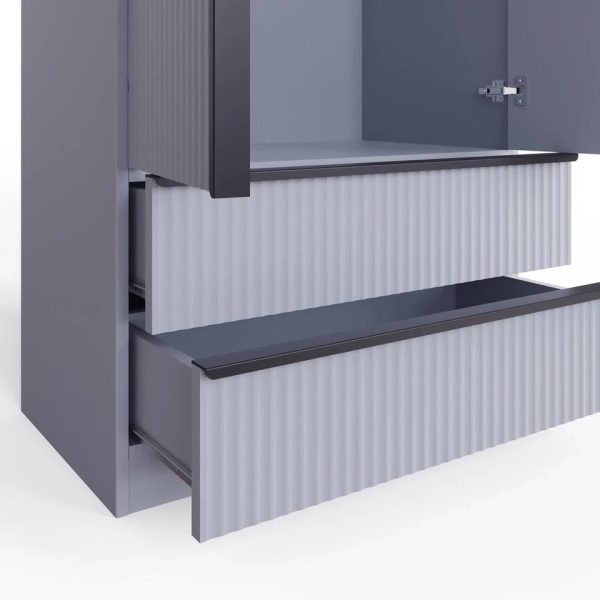 2 Door Combination Wardrobe Ripple Design Modern Bedroom furniture Matt Grey - Image 7