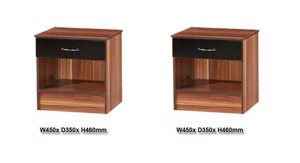 50 Black Gloss French Walnut Bedside Chest Gloss drawer front WHOLESALE COLLECT - Image 3
