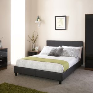 5ft King Size Faux Leather Bed in a Box Black