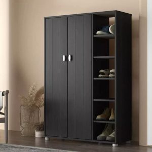 Bideford Tall Shoe Cabinet Rustic Black Oak Loads of storage space