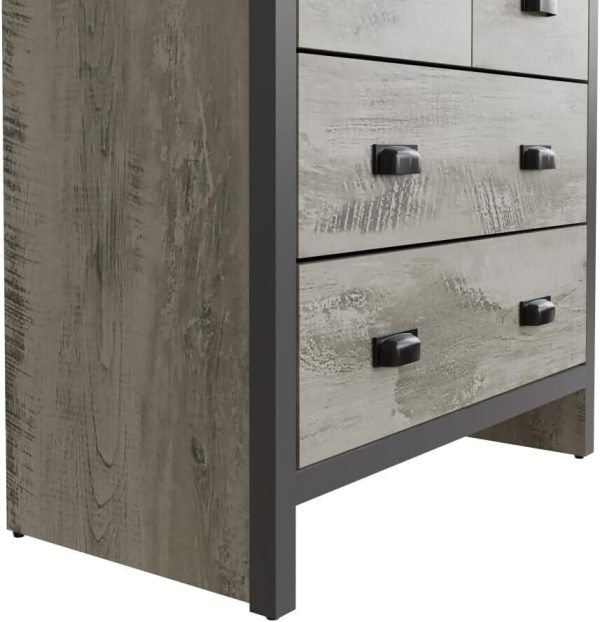 Boston 2+2 Chest of 4 Drawers Grey Industrial distressed-effect finish - Image 4