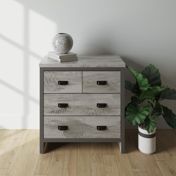 Boston 2+2 Chest of 4 Drawers Grey Industrial distressed-effect finish - Image 6