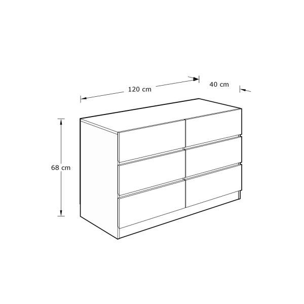 Catania 3+3 Drawer Chest Euro Oak Herringbone inspired Handleless design - Image 5