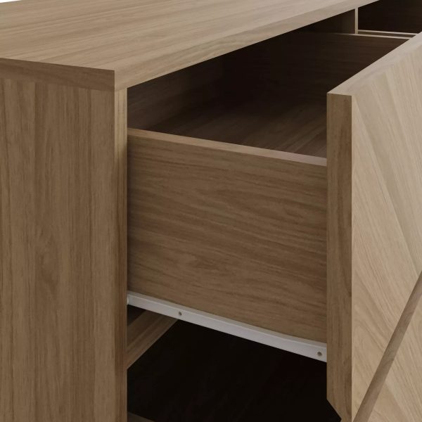 Catania 3+3 Drawer Chest Euro Oak Herringbone inspired Handleless design - Image 6