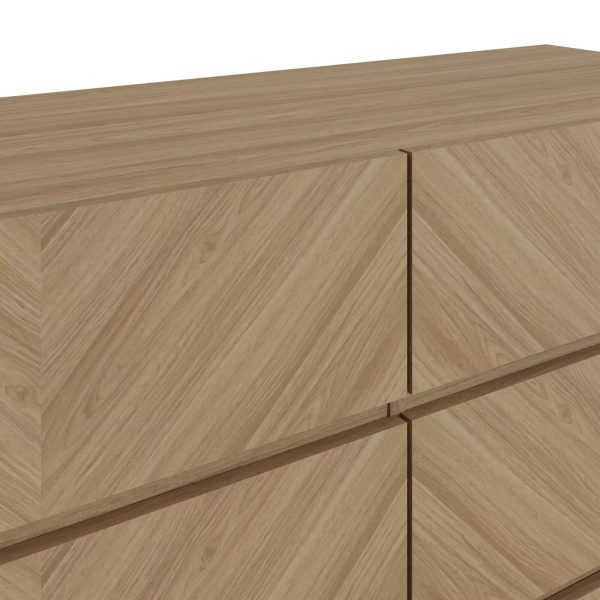 Catania 3+3 Drawer Chest Euro Oak Herringbone inspired Handleless design - Image 7