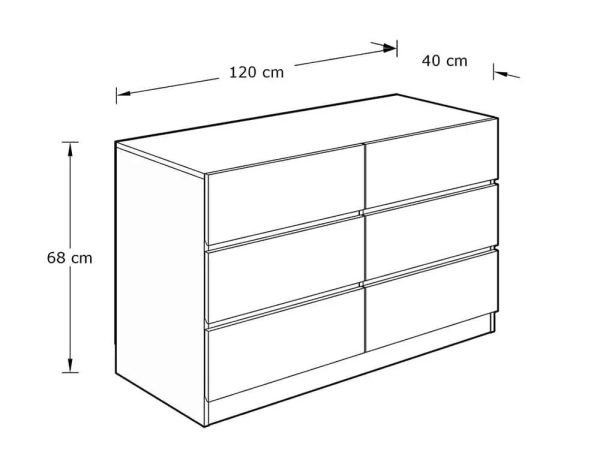 Catania 3+3 Drawer Chest Royal Walnut Herringbone inspired Handleless design - Image 5