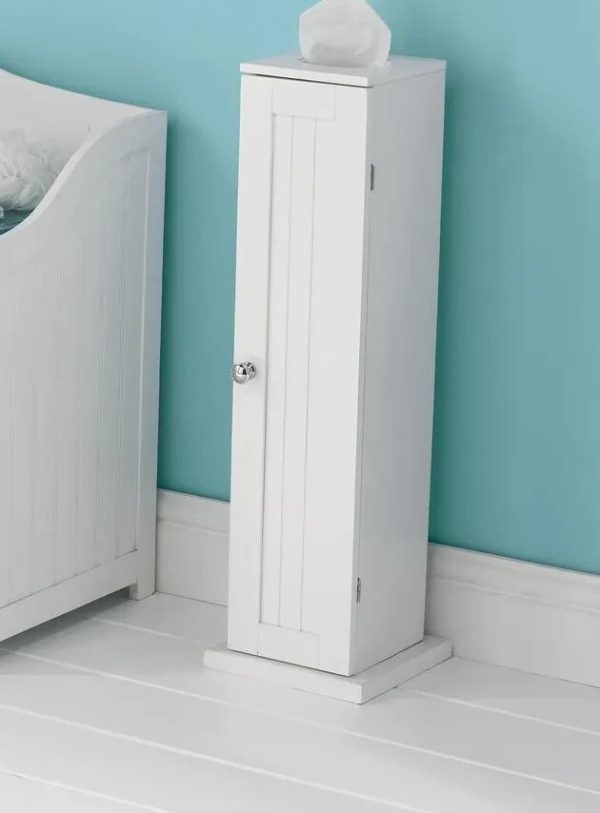 Colonial 1 Door Toilet Roll Cupboard Holder Cabinet White - Image 3