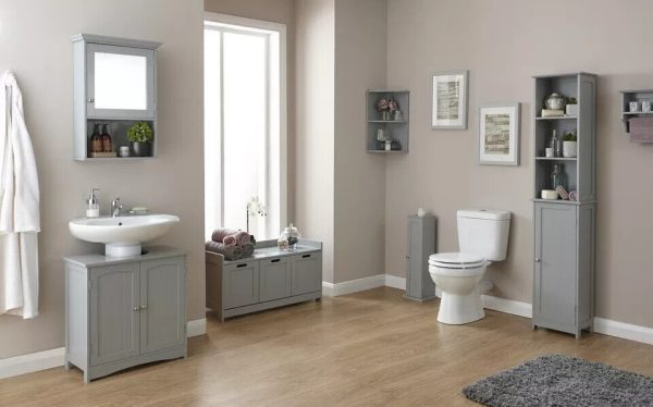 Colonial 3 Door Bathroom Storage Unit Grey - Image 3