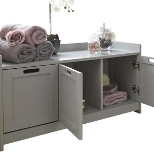 Colonial 3 Door Bathroom Tidy Storage Unit Grey