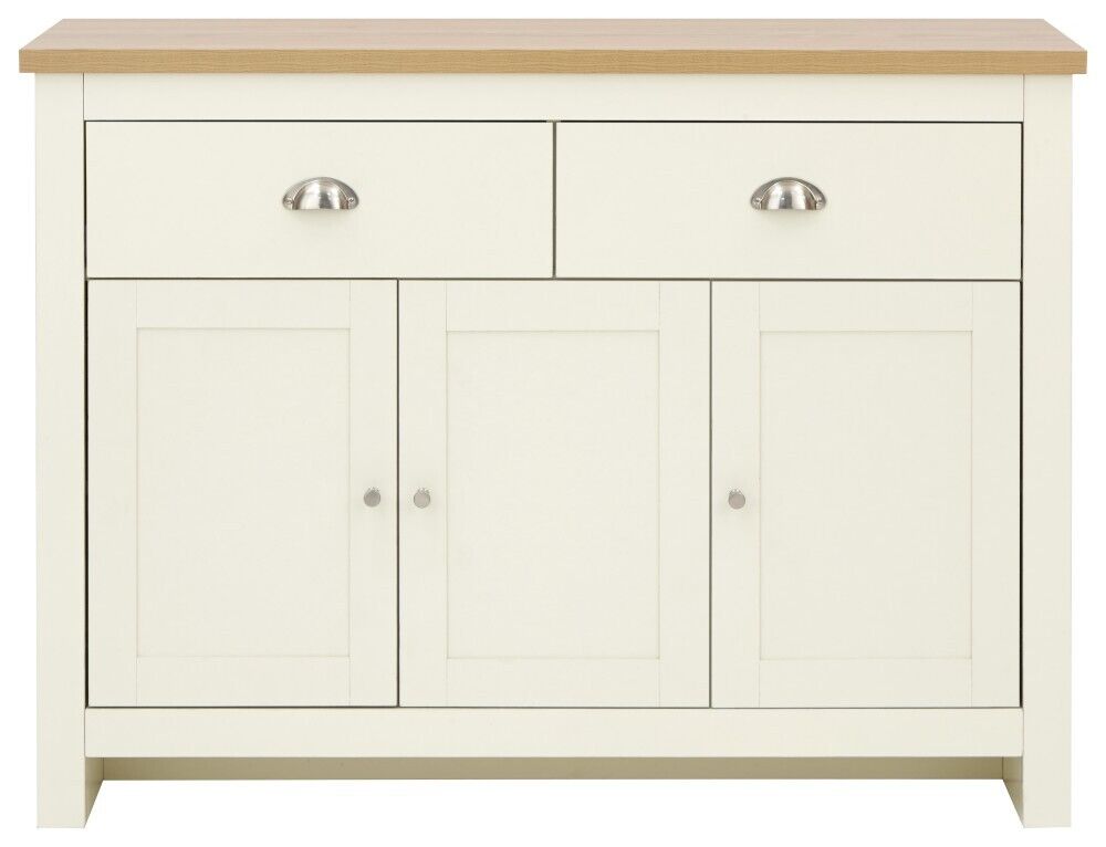Cream and Oak 3 door 2 Drawer Large Sideboard Lancaster Range