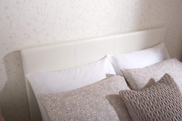 Faux Leather Bed Frame With Padded Headboard H Stitch Design Double White - Image 4